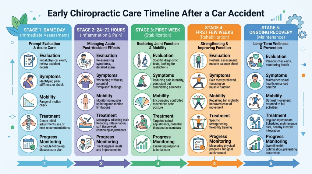 Early chiropractic care timeline after a car accident