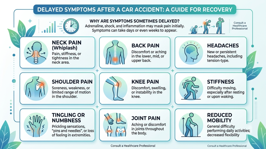 Delayed symptoms after a car accident in DeSoto