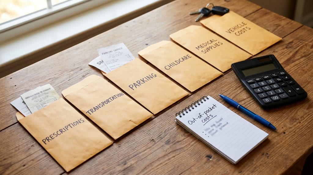 Atlanta injury claim expense tracker with receipts transportation costs and medical supplies