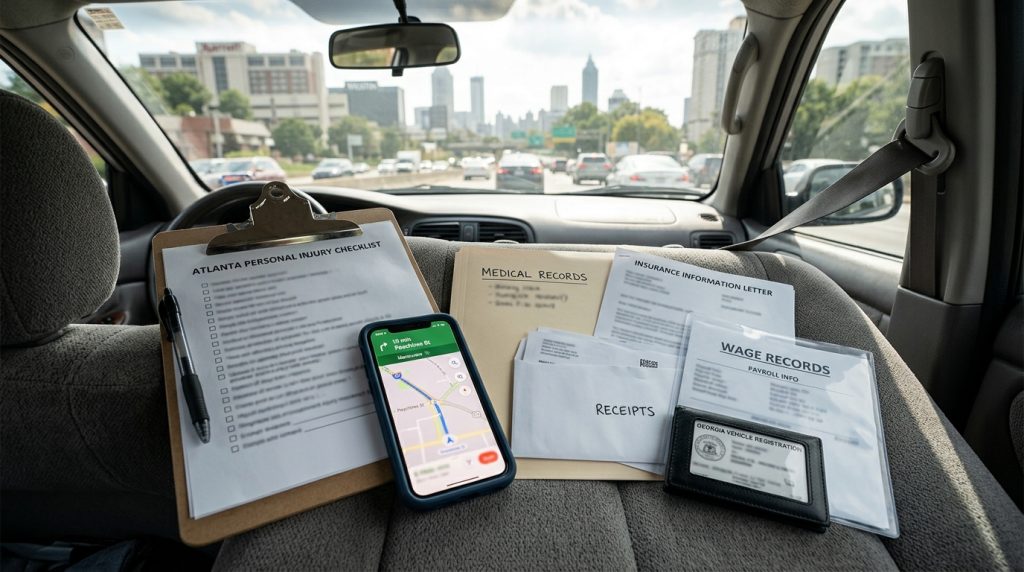 Atlanta personal injury resource kit with checklist medical records receipts insurance letter and phone directions