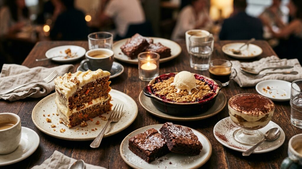 Homemade-style desserts served at a restaurant